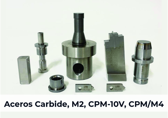 Fabricación de Piezas en Aceros especiales como: Carbide, M2, CPM-10V, CPM/M4.